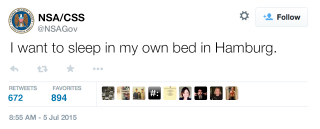 Illustration for article titled Security Crisis: The NSA Twitter Account Has Been Hacked By A Homesick German Man